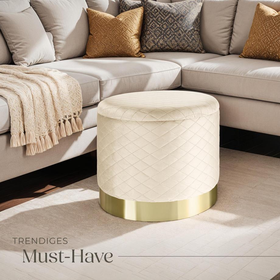 Tectake Tabouret avec espace de rangement COCO rond  