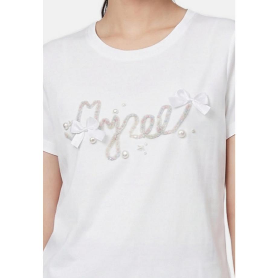 Chiara Ferretti T-Shirt mit verziertem Schriftprint  