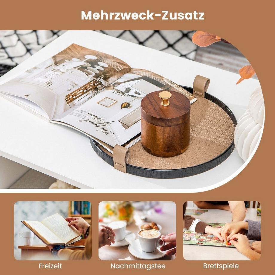 Northix Couchtisch mit Stauraum & L-förmiger Mittelablage Rechteckiger Wohnzimmertisch  