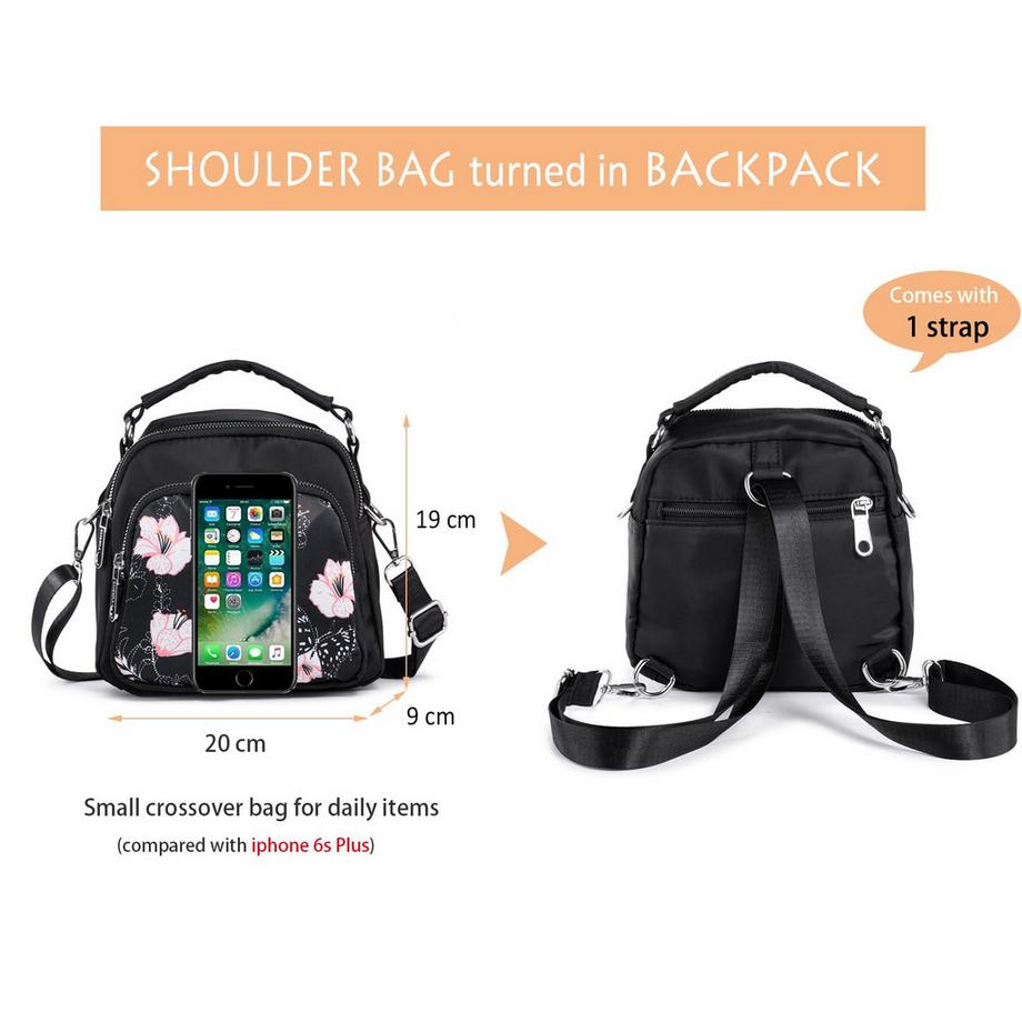 Only-bags.store Borsa a Tracolla Convertibile Piccola in Nylon  