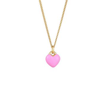 Collier Enfants Pendentif Coeur Mignon Avec Émail Rose