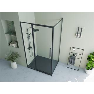 SHOWER DESIGN Duschtrennwand mit Schwingtür - Schwarz matt - Industrial Style - 120 x 80 x 195 cm - TORONI  