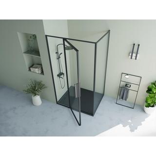 SHOWER DESIGN Duschtrennwand mit Schwingtür - Schwarz matt - Industrial Style - 120 x 80 x 195 cm - TORONI  