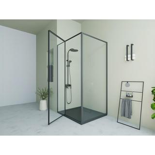 SHOWER DESIGN Duschtrennwand mit Schwingtür - Schwarz matt - Industrial Style - 120 x 80 x 195 cm - TORONI  