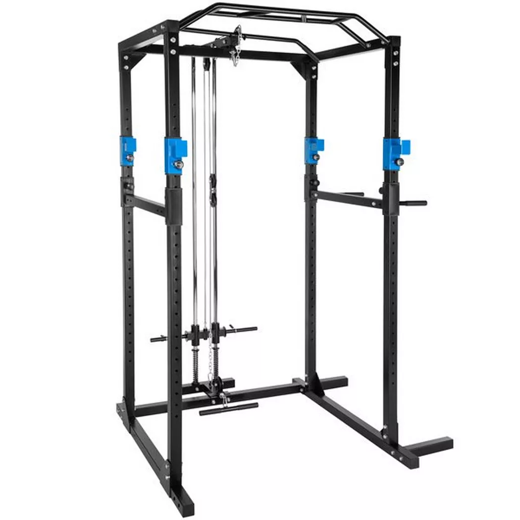 Tectake - Kraftstation mit Latzug, 130 cm, Blau