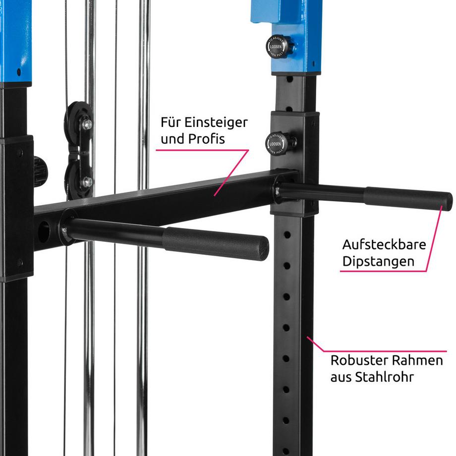 Tectake  Power Rack  mit Latzug Klimmzug-Doppelstange und Dip Station 