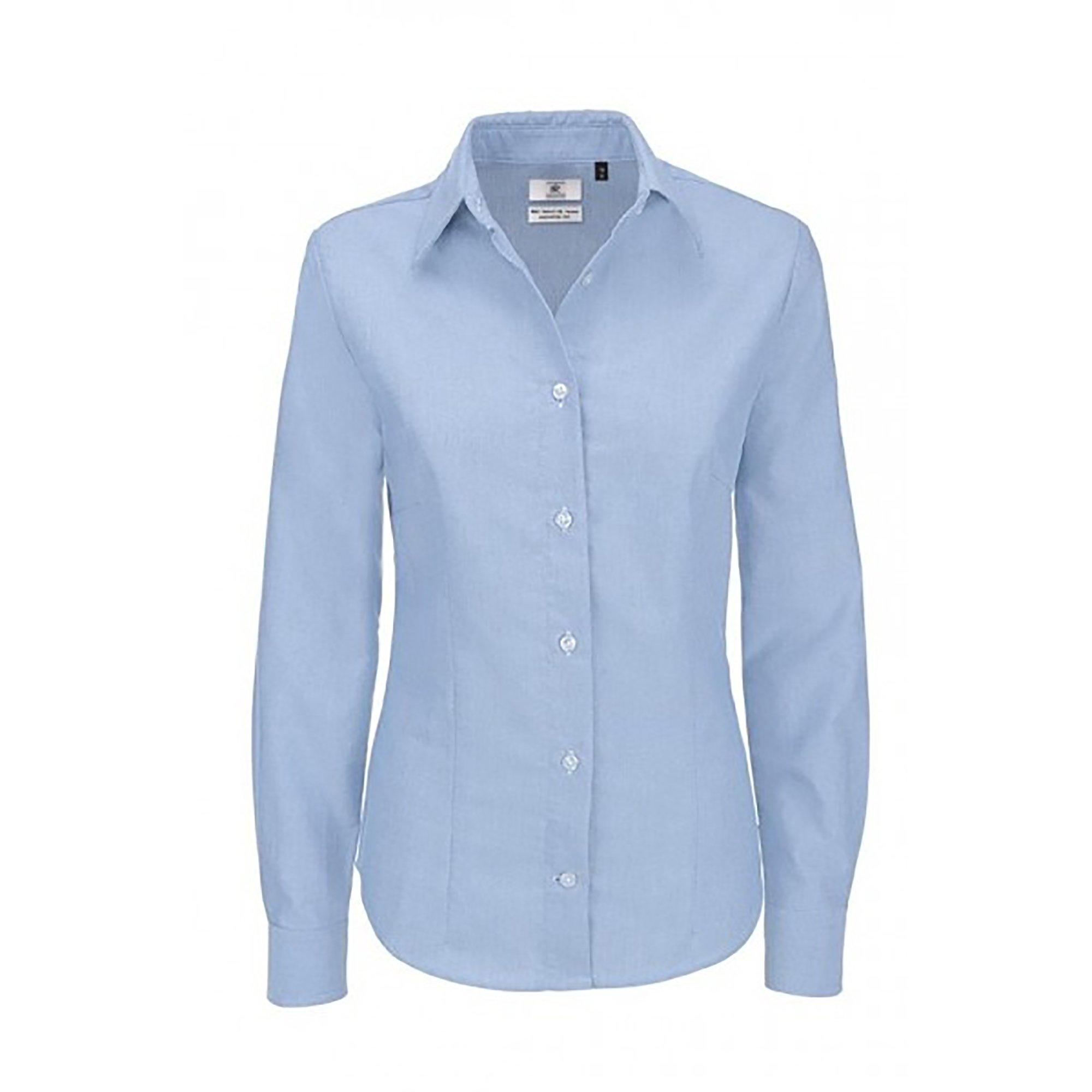 Image of B&c Oxford Bluse Langarm Damen Blau XS