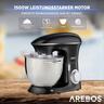 Arebos Küchenmaschine 1500W XXL 8L Edelstahl-Rührschüssel Geräuscharm 6 Stufen  