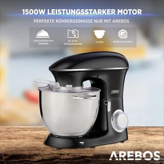 Arebos Robot de Cuisine 1500W 8L Acier inoxydable-Bol mélangeur 6 étapes  