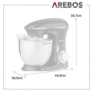 Arebos Küchenmaschine 1500W XXL 8L Edelstahl-Rührschüssel Geräuscharm 6 Stufen  
