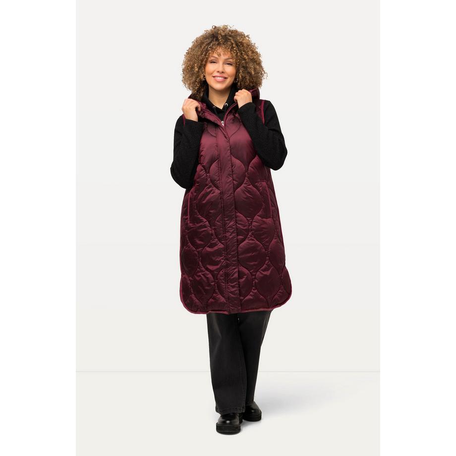 Ulla Popken Gilet Lungo Trapuntato Idrorepellente con Cerniera a Doppio Cursore  