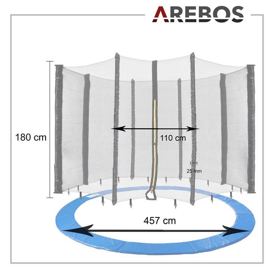 Arebos  Trampoline Filet de sécurité + Couverture de bord Protection de bord Filet Pièces de rechange 