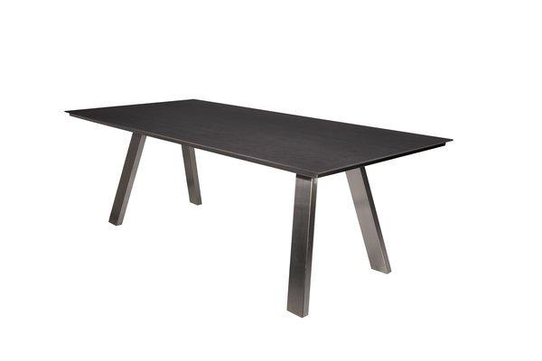 mutoni Table de jardin Monaco pied A en acier inoxydable - céramique anthracite nuageux  