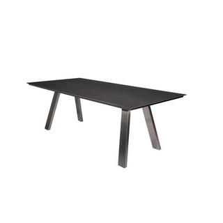 mutoni Table de jardin Monaco pied A en acier inoxydable - céramique anthracite nuageux  