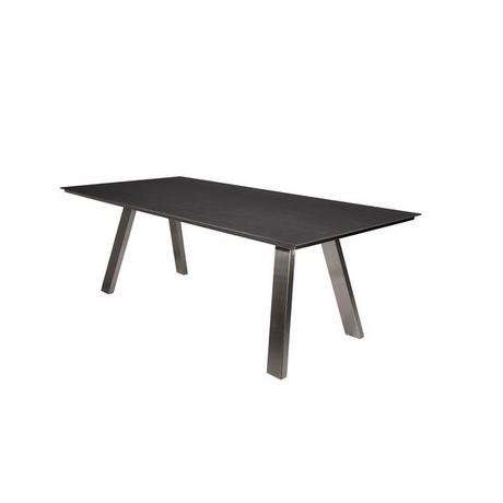 mutoni Table de jardin Monaco pied A en acier inoxydable - céramique anthracite nuageux  