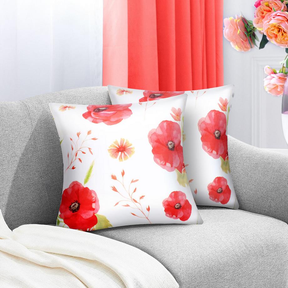 Avizar Lot 2 Housses de Coussin Coquelicot  