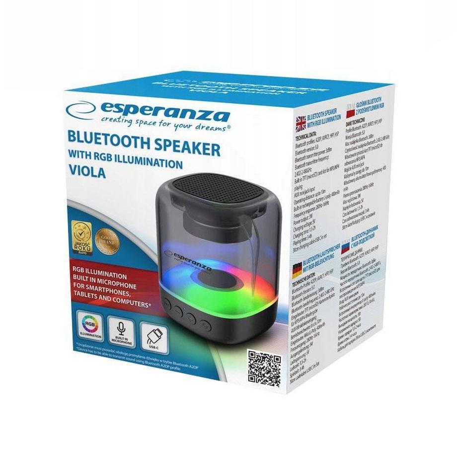 ESPERANZA  Esperanza - Altoparlante Bluetooth - RGB - Ricaricabile 