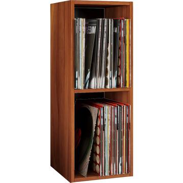 Holz Stand Regal | Regal mit 2 großen Fächer | Maße: H. 72 x B. 34 x T. 30 cm | Platz für 65 Schallplatten | 1 fester Fachboden - Platto