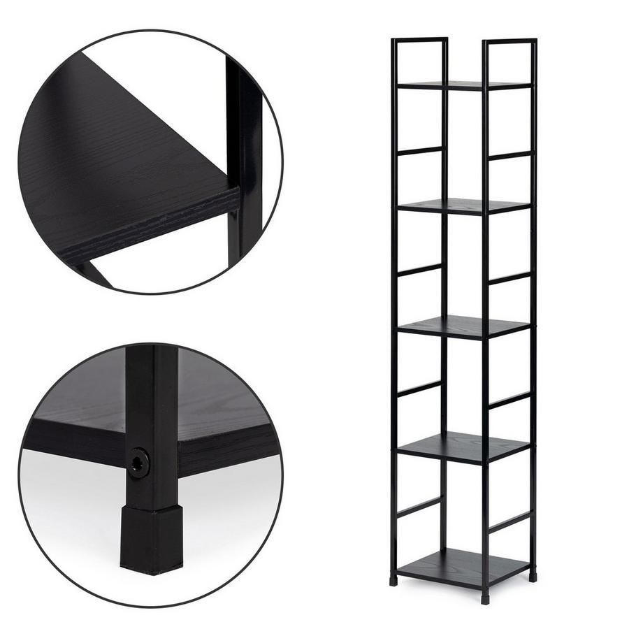 Northio Bibliothèque moderne en bois avec structure en métal LOFT 5 étagères  