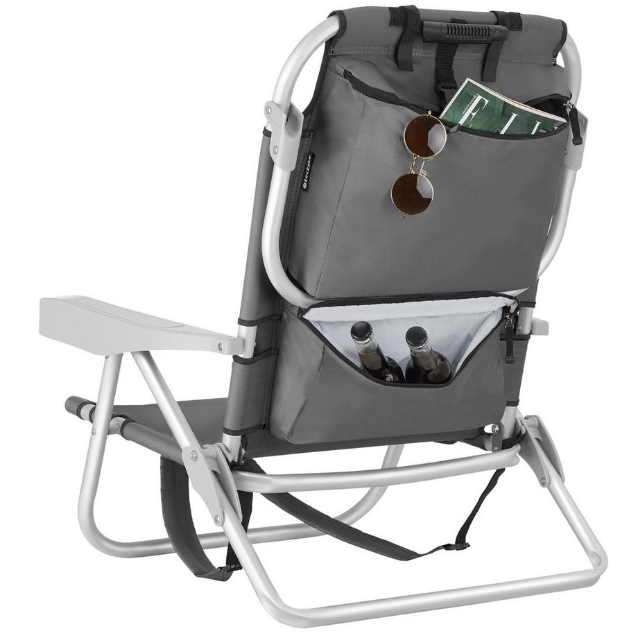 Tectake Chaise de plage,aluminium,fonction pliable,dossier 5 positions,sac,coussin velcro,63x62x78 cm  