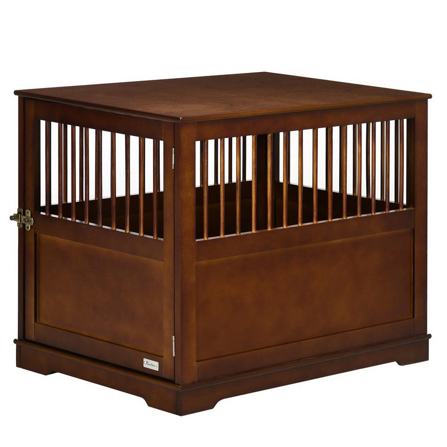 Northio  Cage Pour Chien Avec Plateau De Table, Niche Élégante Pour Chiens De Taille Moyenne, Porte Verrouillable, Marron, 80,5 X 59,5 X 67,5 Cm 