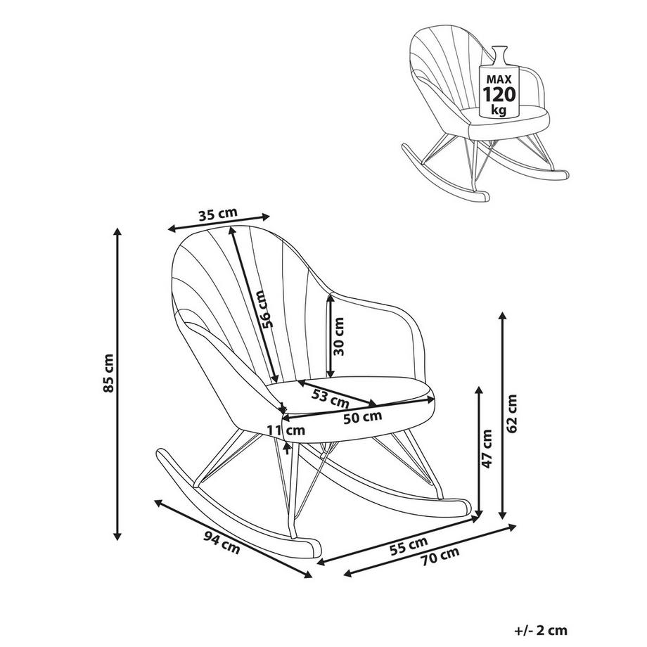 Beliani Fauteuil à bascule en Tissu Moderne SKALE  