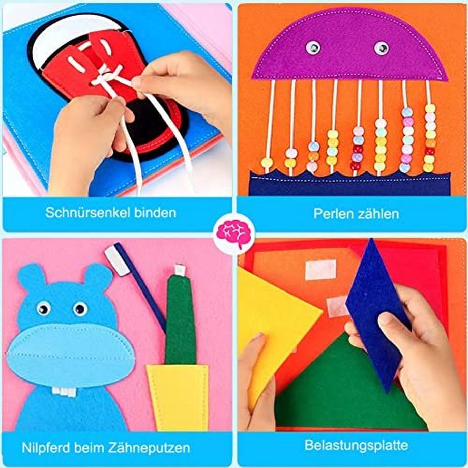 Activity-board  3D-Filz-Busy-Book Sensorisches Stofftier & Baby-Bücher 