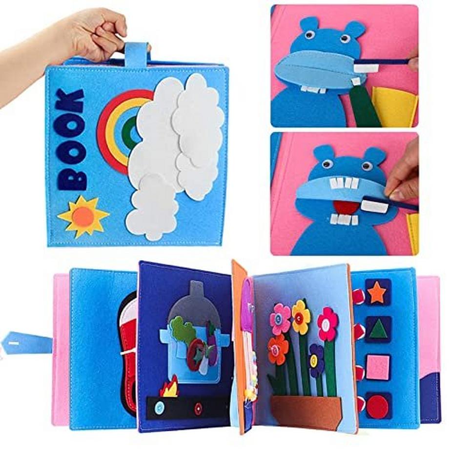 Activity-board  3D-Filz-Busy-Book Sensorisches Stofftier & Baby-Bücher 