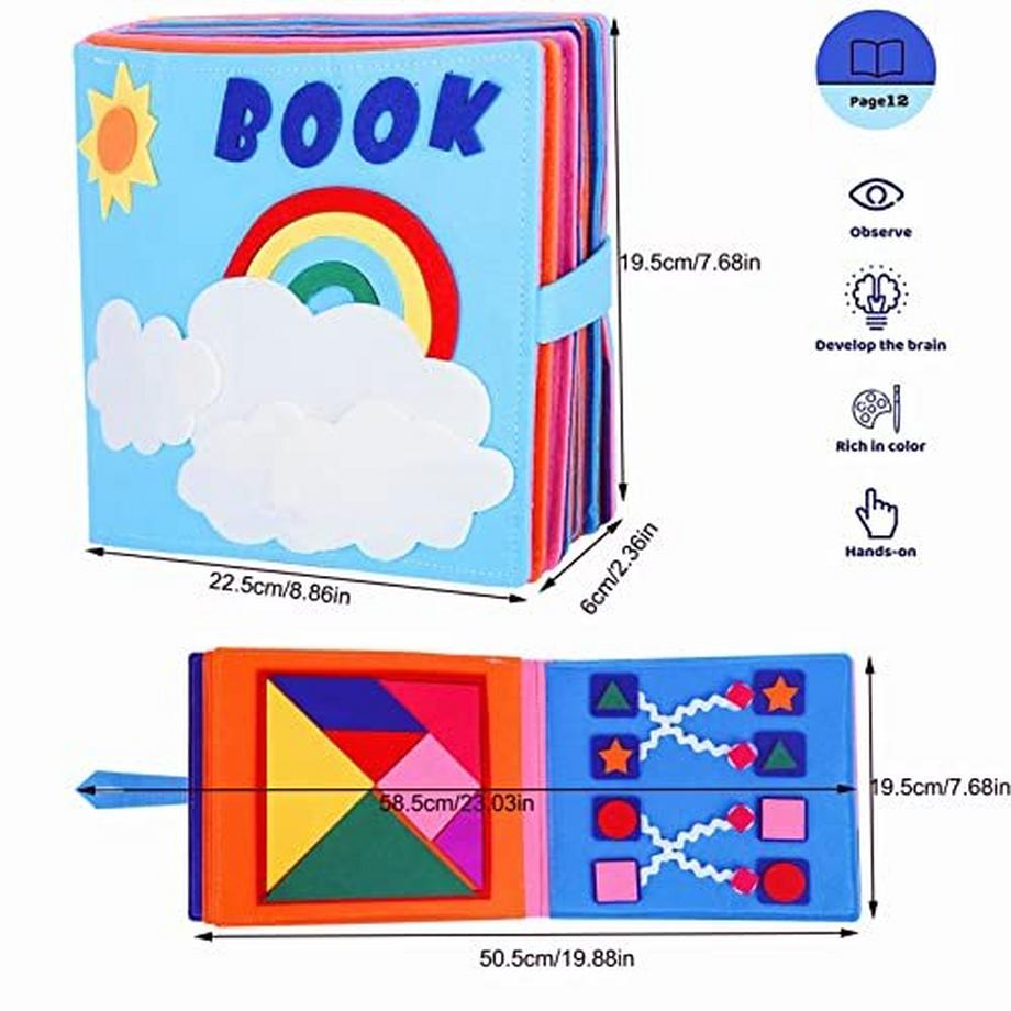 Activity-board  3D-Filz-Busy-Book Sensorisches Stofftier & Baby-Bücher 