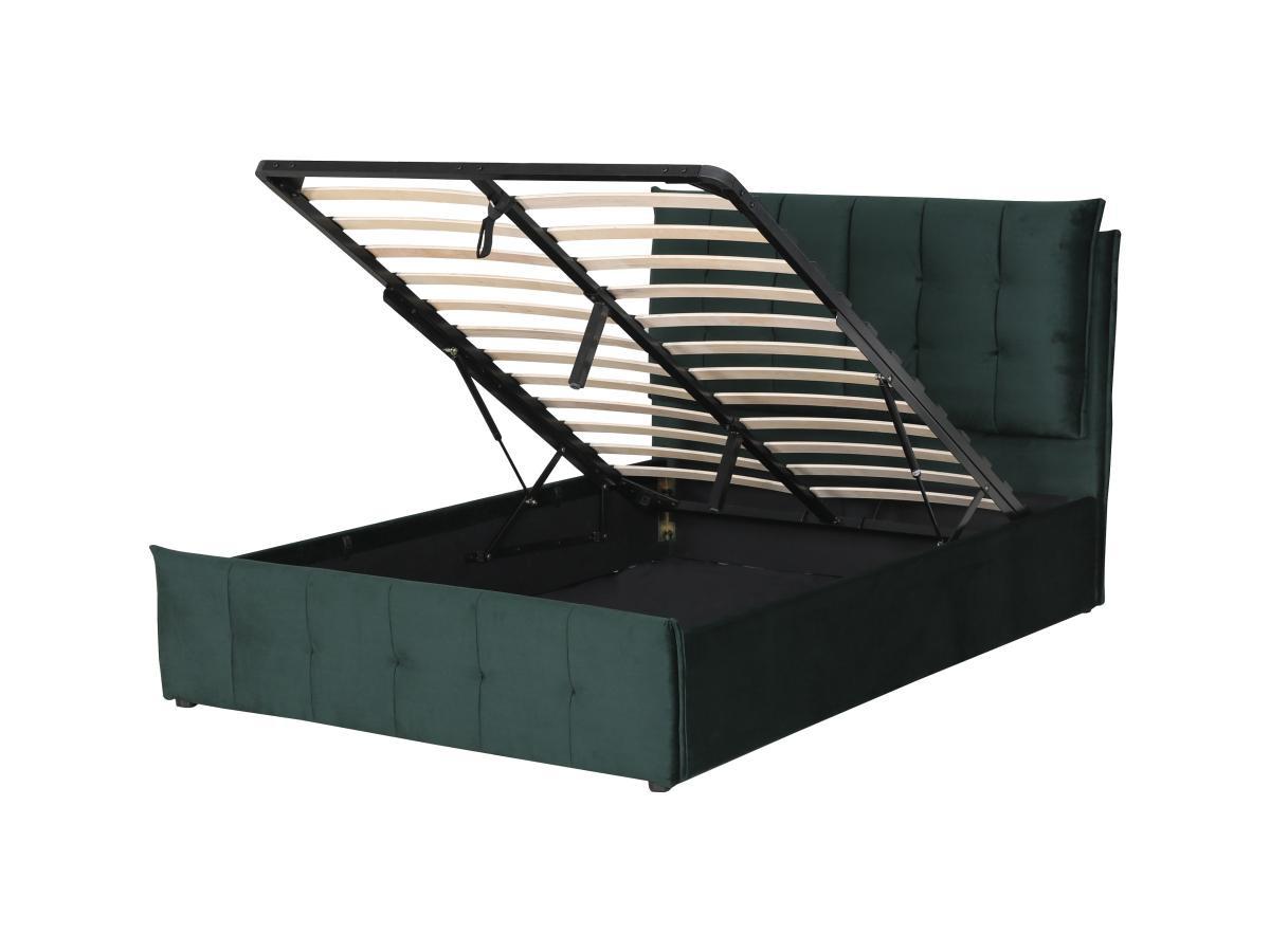 Vente-unique Letto con contenitore 160 x 200 cm Velluto Verde - OLERIA  