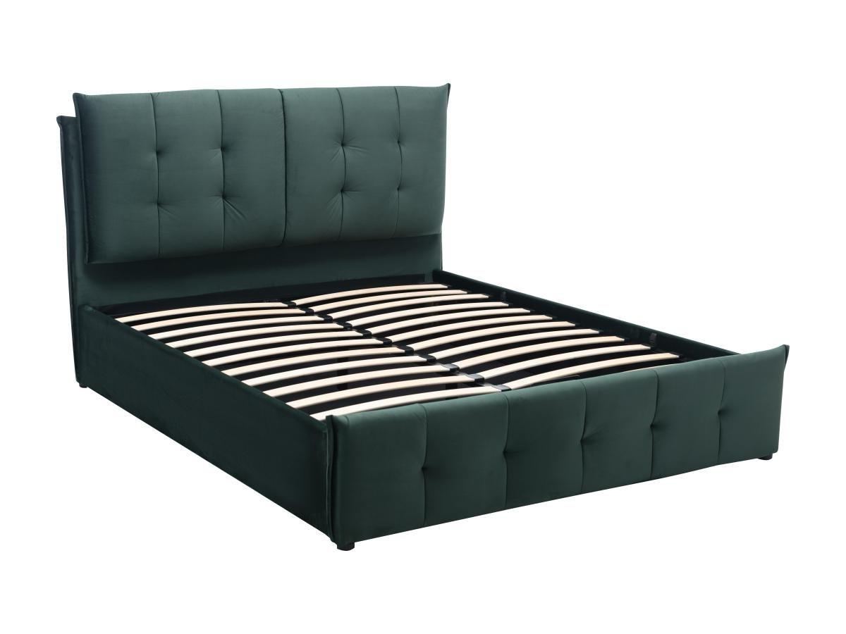 Vente-unique Letto con contenitore 160 x 200 cm Velluto Verde - OLERIA  