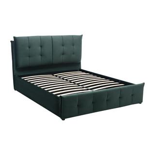 Vente-unique Letto con contenitore 160 x 200 cm Velluto Verde - OLERIA  