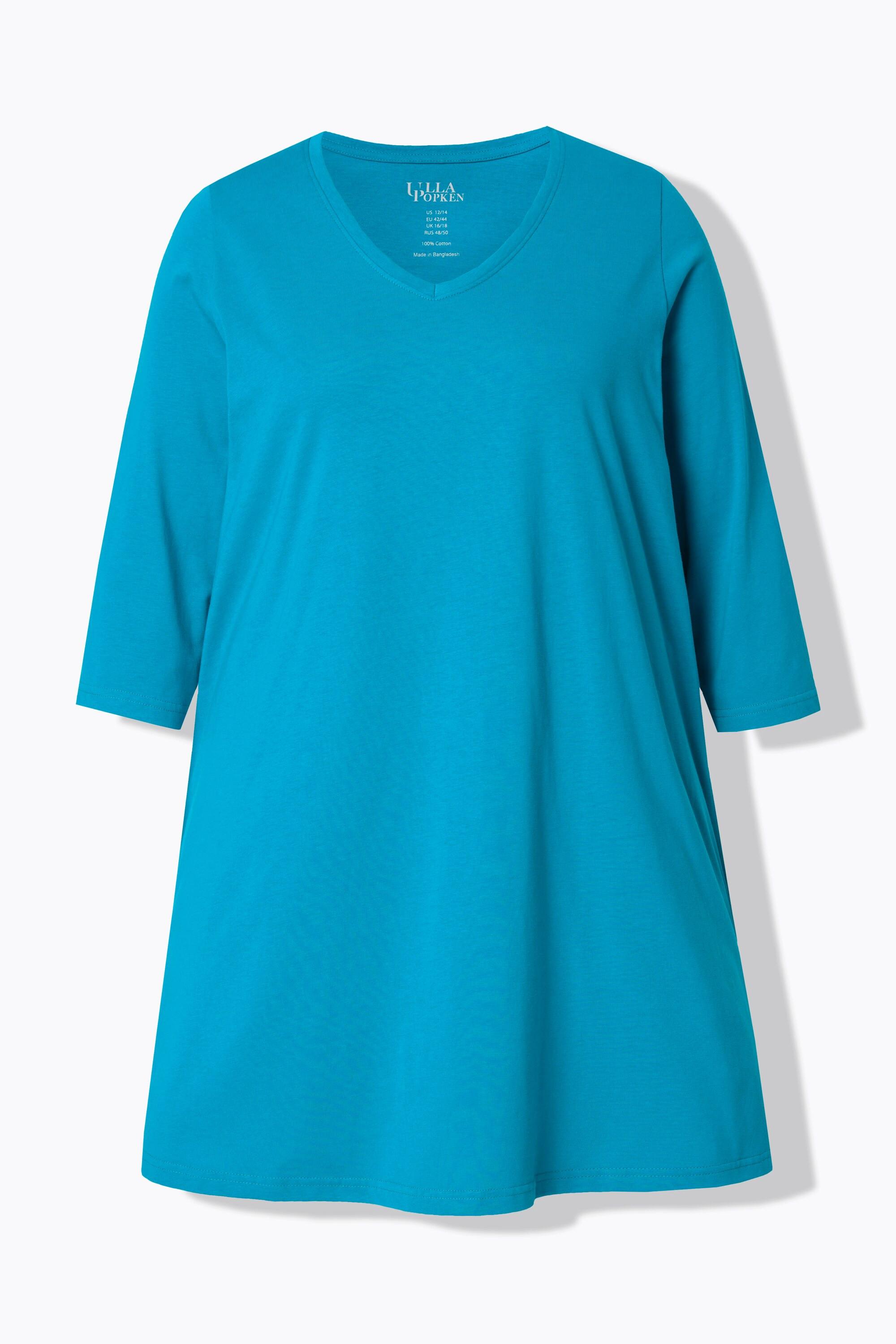 Ulla Popken  Longshirt, A-Linie, V-Ausschnitt, 3/4-Arm 