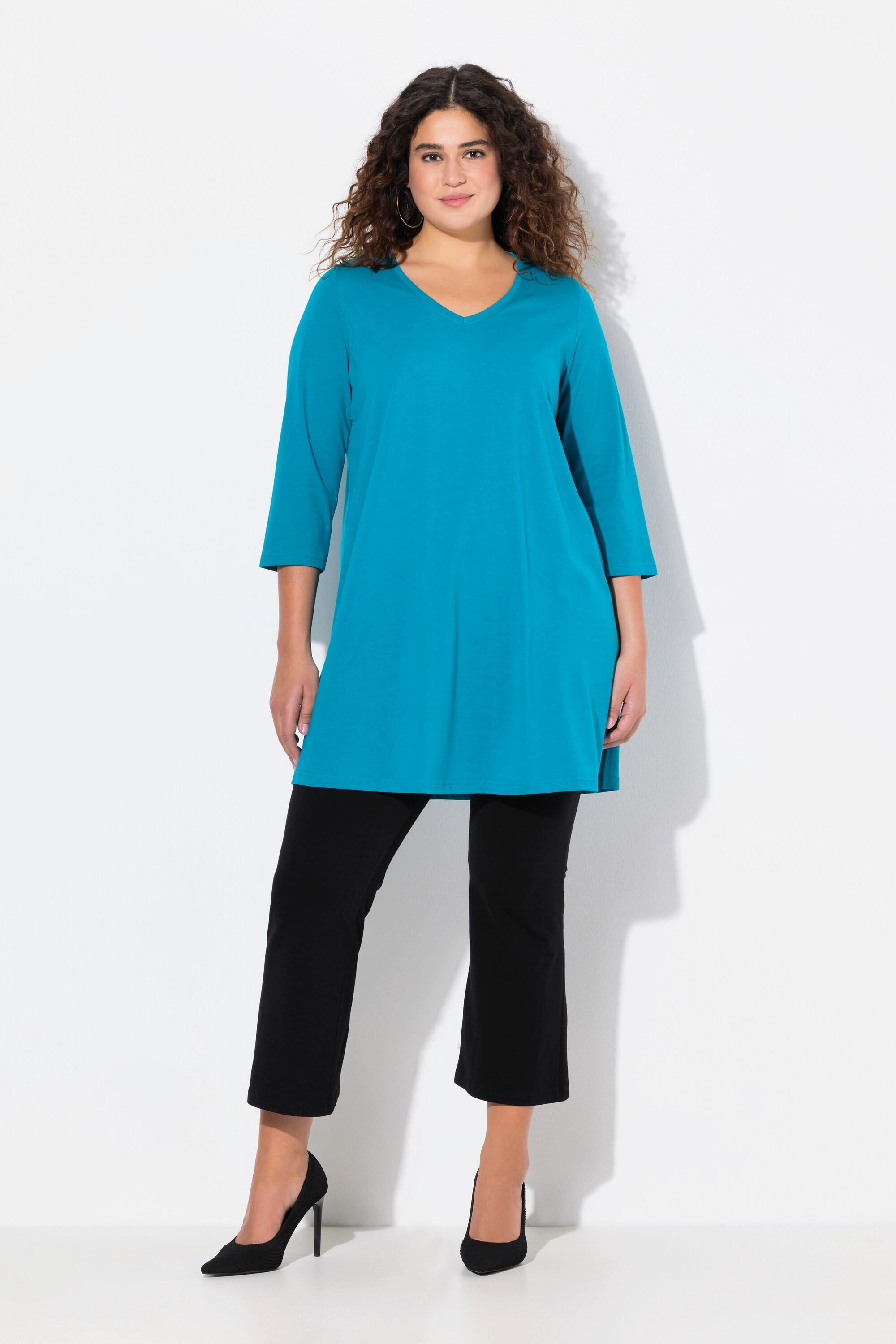 Ulla Popken  Longshirt, A-Linie, V-Ausschnitt, 3/4-Arm 