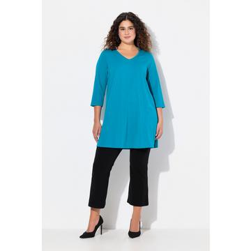 Longshirt, A-Linie, V-Ausschnitt, 3/4-Arm