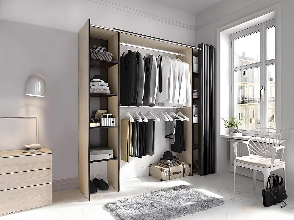 Vente-unique Dressing extensible DORIAN avec rideau L1  Chêne  