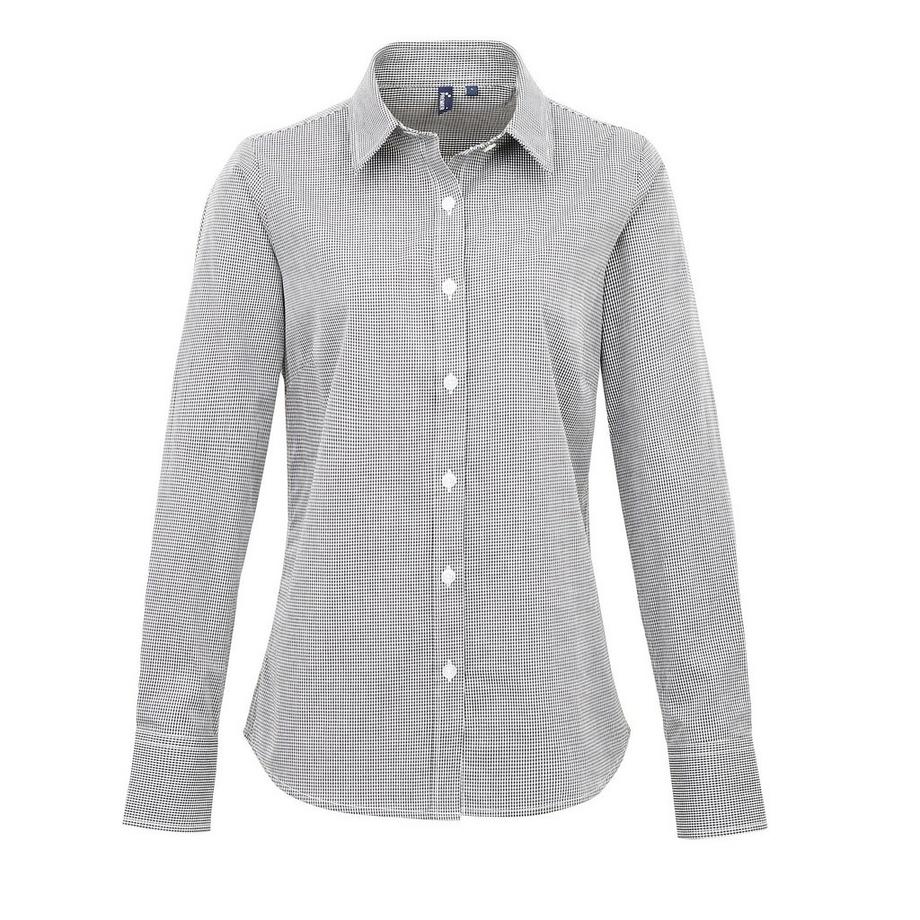 Mikro Karo Langarm Bluse