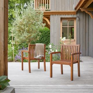 Tikamoon Ensemble de 2 Fauteuils de jardin en acacia massif Pilar  