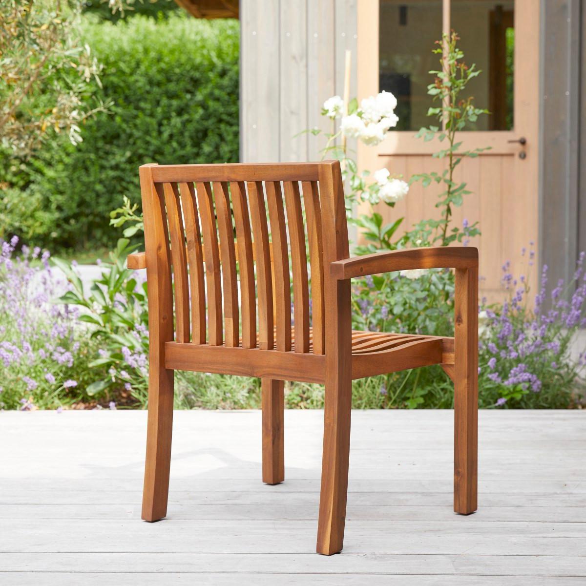 Tikamoon Ensemble de 2 Fauteuils de jardin en acacia massif Pilar  