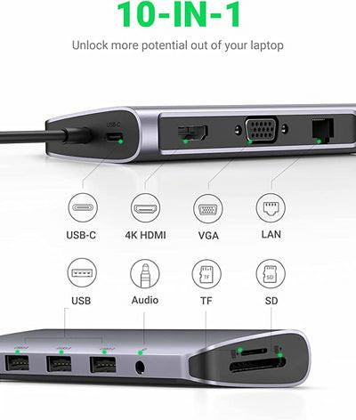UGREEN  80133 Schnittstellen-Hub USB 3.2 Gen 1 (3.1 Gen 1) Type-C 5000 Mbit/s Grau 