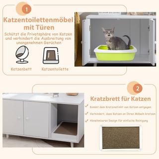 Northix 2 in 1 Beistelltisch & Katzenschrank mit Kratzbrett Katzentoilette 90 x 50 x 50 cm Kaffeetisch Weiß  