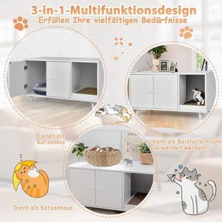 Northix 2 in 1 Beistelltisch & Katzenschrank mit Kratzbrett Katzentoilette 90 x 50 x 50 cm Kaffeetisch Weiß  