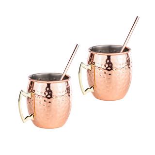 FS-STAR Mule Becher 2er Set inkl. 2 Trinkhalmen  