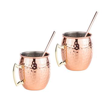 Mule Becher 2er Set inkl. 2 Trinkhalmen