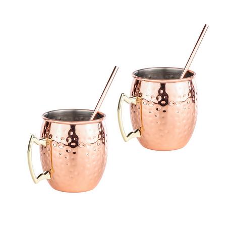 FS-STAR Mule Becher 2er Set inkl. 2 Trinkhalmen  