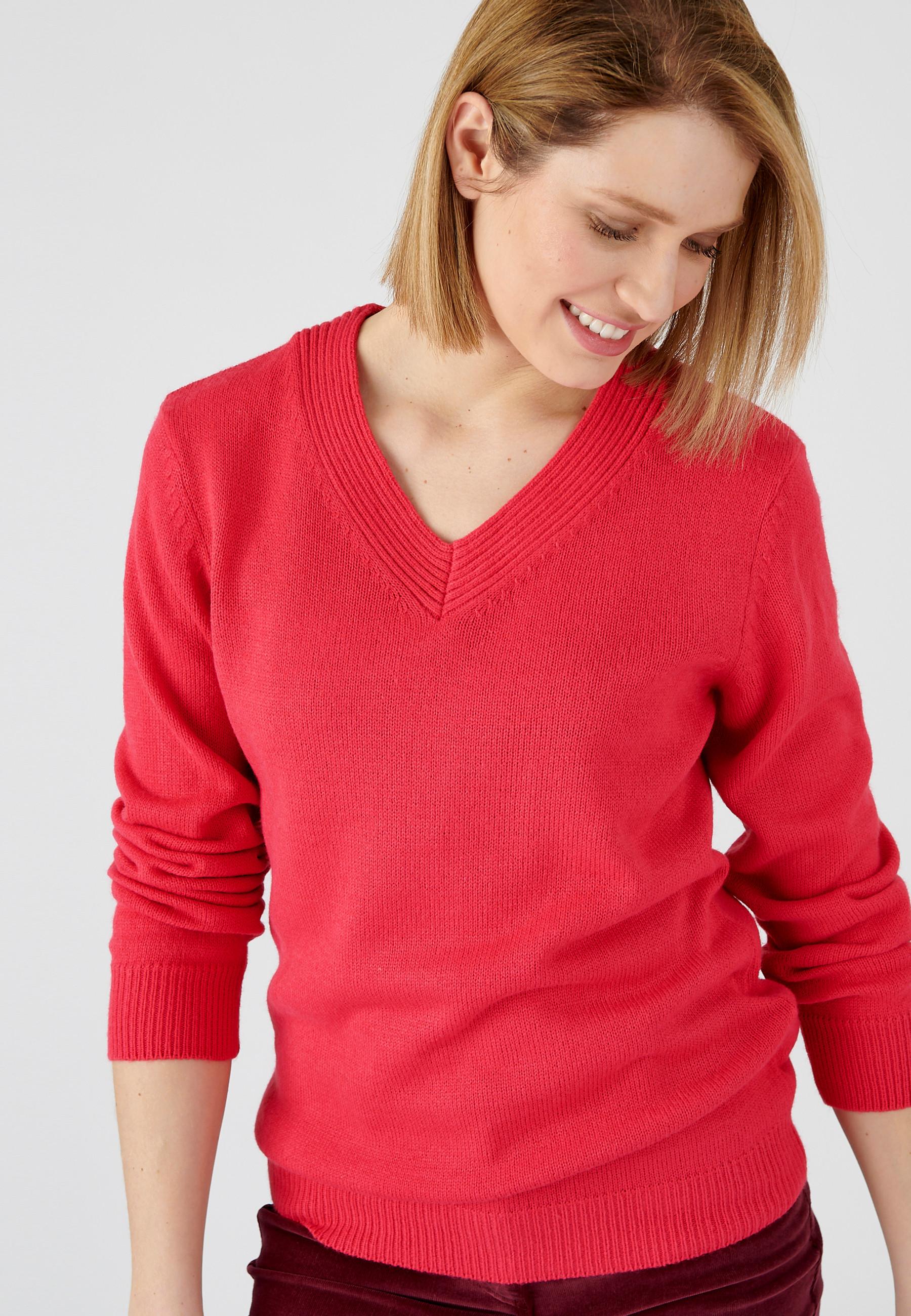 Image of Pullover Mit V-ausschnitt Aus Schmiegsamem Jerseystrick. Damen Rosa 54/56