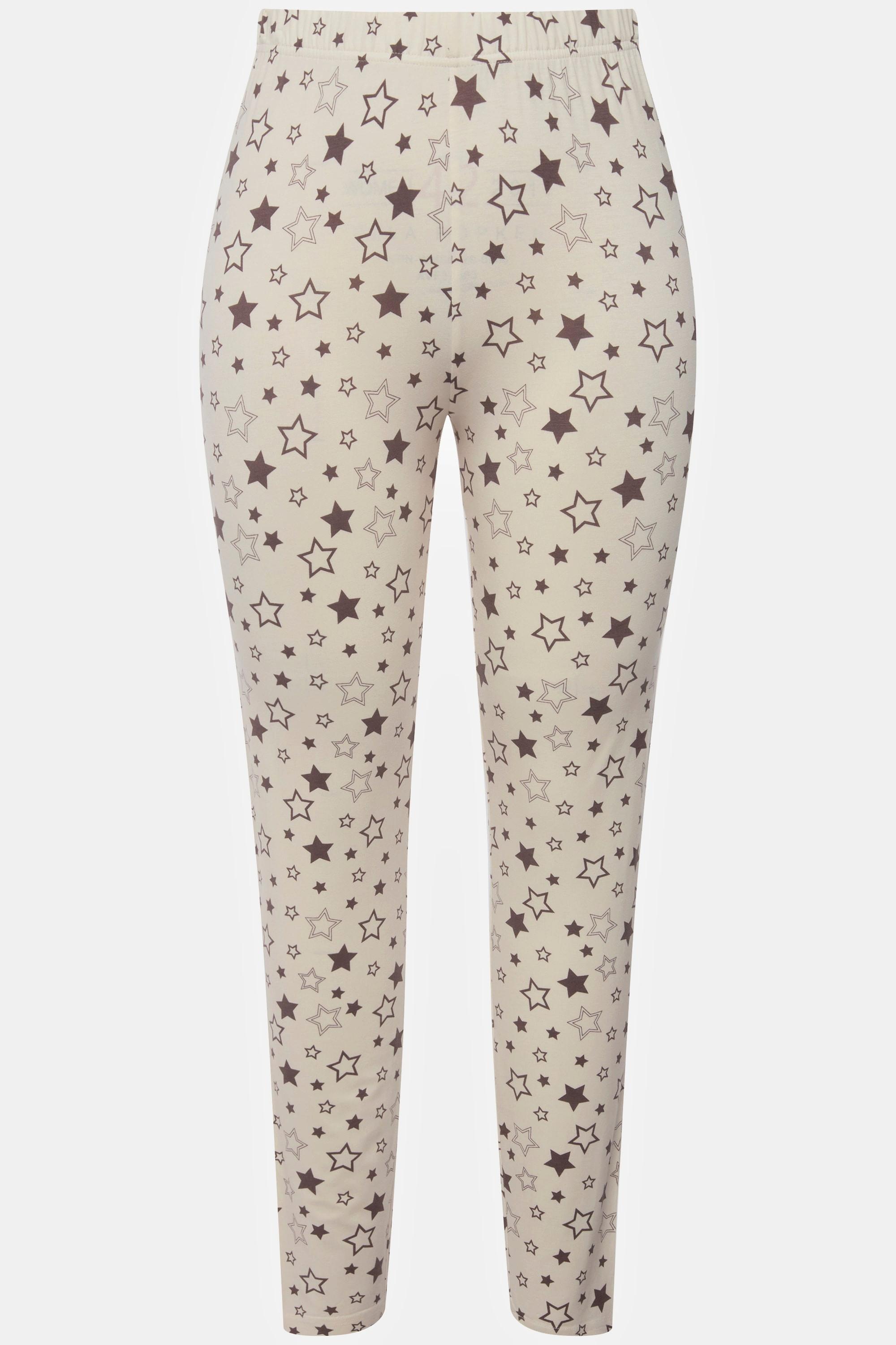 Ulla Popken  Legging d'intérieur, taille élastique, motif étoiles 