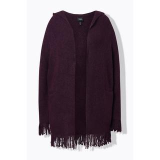 Ulla Popken Cardigan Longues Manches à Capuche et Franges  
