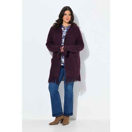 Ulla Popken Cardigan Longues Manches à Capuche et Franges  
