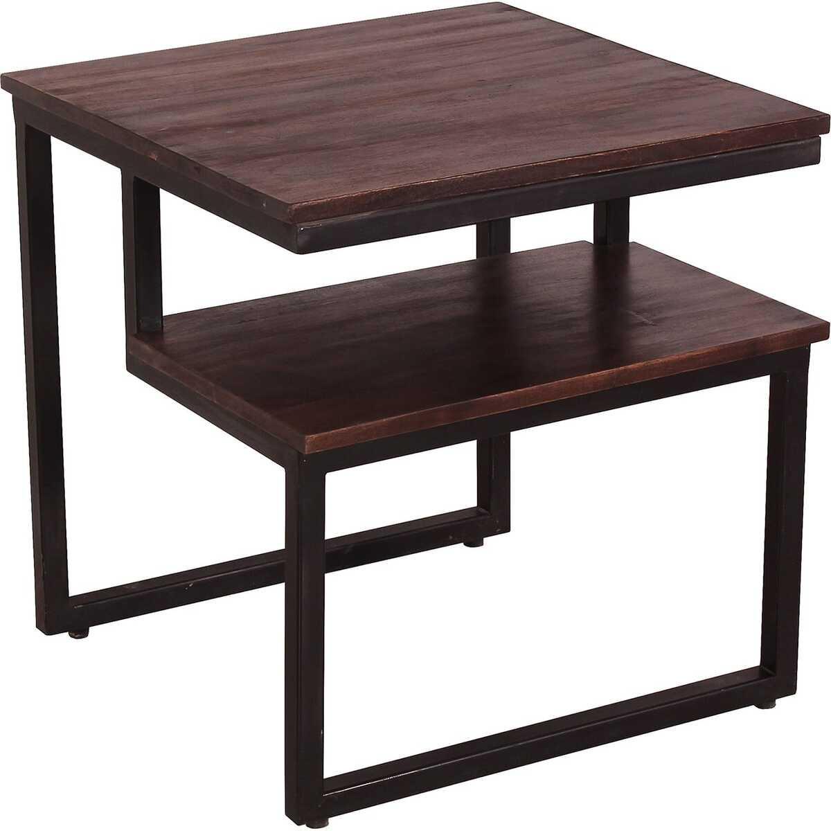 mutoni Table d&#039;appoint Elvana marron 51x51  